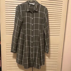 Zara Green Plaid Midi Dress